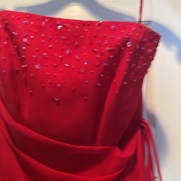 David’s Bridal Private  Collection : Strapless, sequined  Red Prom Gown size 6. - Picture 2 of 12